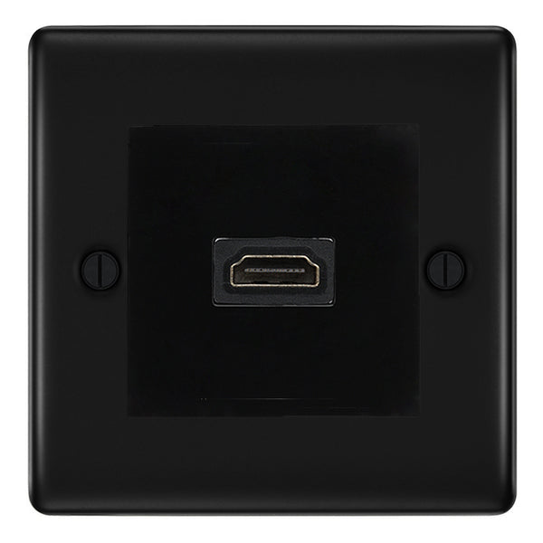 BG Nexus Matt Black 1 Gang HDMI Socket Black Insert