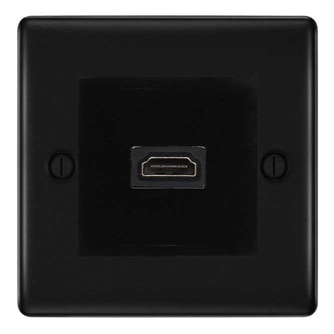 BG Nexus Matt Black 1 Gang HDMI Socket Black Insert