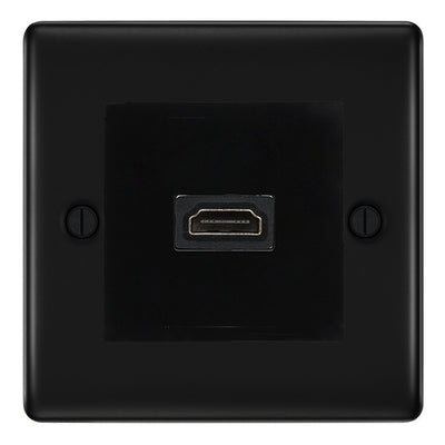 BG Nexus Matt Black 1 Gang HDMI Socket Black Insert by British General (BG-EMHDMIB+NFBEMS2)