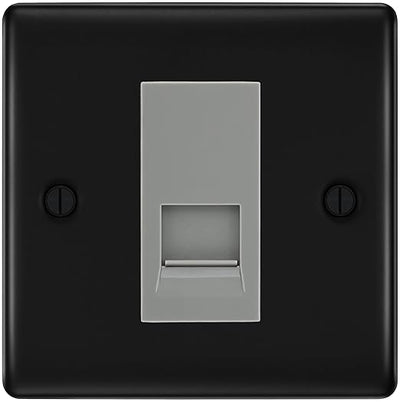 BG Nexus Matt Black Single RJ11 Telephone Socket NFBRJ111 - Grey Insert by British General (BG-NFBRJ111G)