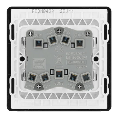 BG Evolve Matt Black 3 Gang 20A 16AX 2 Way Light Switch PCDMB43B with 35mm Steel Back Box