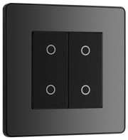 BG PCDBCTDS2B Black Chrome Evolve 2 Gang 200W Trailing Edge Secondary Touch Dimmer - Black Insert by British General (BG-PCDBCTDS2B-Shopify-SA_1)