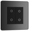 BG PCDBCTDS2B Black Chrome Evolve 2 Gang 200W Trailing Edge Secondary Touch Dimmer - Black Insert by British General (BG-PCDBCTDS2B-Shopify-SA_1)