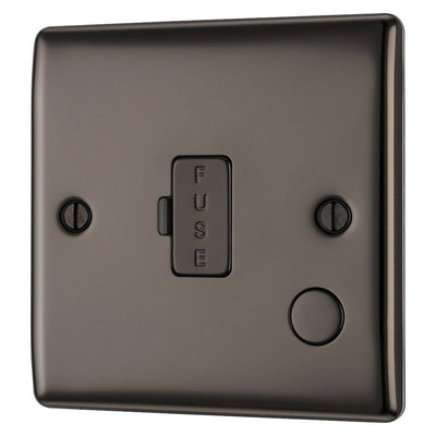 BG Nexus Black Nickel 13A Unswitched Spur + Cable Outlet NBN55 with 35mm Steel Back Box