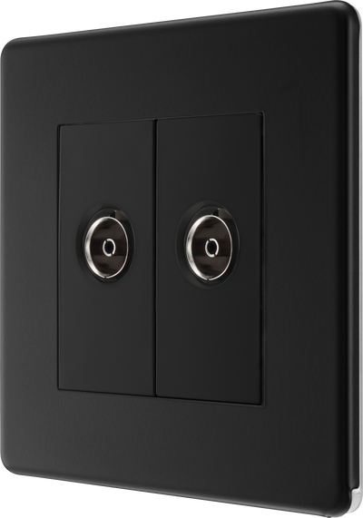 BG Nexus FFB63 Matt Black Double Isolated, Co-Axial Socket by British General (BG-FFB63-1)