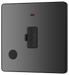 PCDBC54B Front - This Evolve Black Chrome 13A fused and unswitched connection unit from British General provides an outlet from the mains containing the fuse, ideal for spur circuits and hardwired appliances.