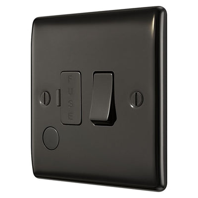 BG Nexus Black Nickel 13A Flex Output Neon Switched Fused Connection Unit NBN53 with 35mm Steel Back Box