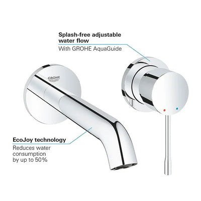 Grohe ESSENCE New 2 Tap Hole; Basin Mixer Tap; M-Size; Wall Mounted; Trim Set Only; Chrome - 19408001 by Grohe (Grohe-19408001)