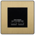 BG Evolve Satin Brass Dual USB Charger 3.1A Output Socket - Black Insert