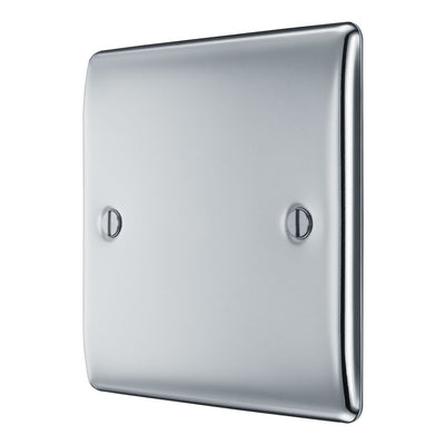 BG Nexus Polished Chrome Single Blank Plate NPC94 with 35mm Steel Back Box