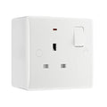 BG Electrical 13A 1 Pole Neon Switched Socket White & 50mm Pattress Back Box