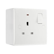 BG Electrical 13A 1 Pole Neon Switched Socket White & 50mm Pattress Back Box by British General (BG-825+877)