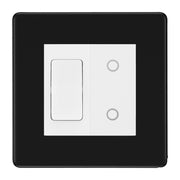BG Matt Black Screwless 2 Gang Custom Switch 1x 2 Way Switch 1x Master Touch Dimmer White Inserts by British General (BG-SL-MB-2G-1x-2WAY-SWITCH-1x-MTD-WI)