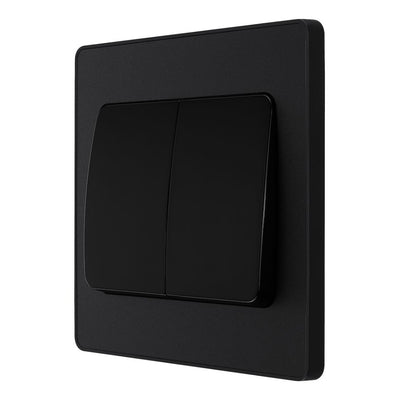 BG Evolve Matt Black 2G Wide Rocker Light Switch PCDMB42WB with 35mm Steel Back Box