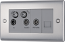 BG NBS69 Nexus Quadplex Tv/fm/sat (X2)+return & 1 Gang Tel-screened Brushed Steel by British General (BG-NBS69-Shopify-SA_1)