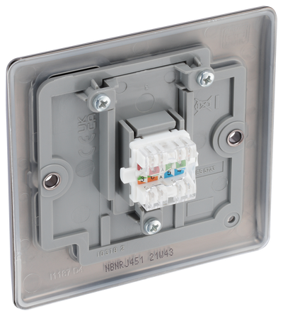 BG NBNRJ451 Nexus Metal Black Nickel 1 Gang RJ45 Data Outlet