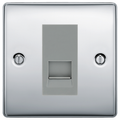 BG Nexus Polished Chrome Single Secondary Telephone Socket, Screw Terminal - Grey Insert
