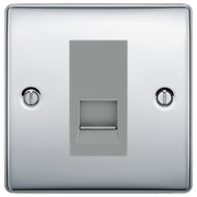 BG Nexus Polished Chrome Single Secondary Telephone Socket, Screw Terminal - Grey Insert by British General (BG-NPCEMS1+EMBTSSG)