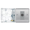 BG Nexus Brushed Steel Single Satellite Socket NBS64 with 25mm Steel Back Box