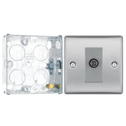 BG Nexus Brushed Steel Single Satellite Socket NBS64 with 25mm Steel Back Box by British General (BG-NBS64+HGS02)