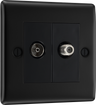BG NFB65 Nexus Metal Matt Black 2 Gang Satellite & Co-axial Socket - Black Insert by British General (BG-NFB65-Shopify-SA_1)
