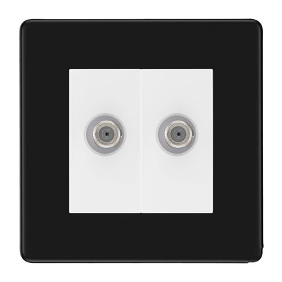 BG Screwless Matt Black Double Satellite Socket FFB642W by British General (BG-FFB642W)