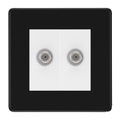 BG Screwless Matt Black Double Satellite Socket FFB642W