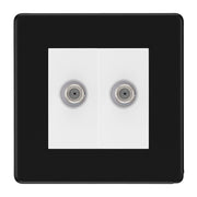 BG Screwless Matt Black Double Satellite Socket FFB642W by British General (BG-FFB642W)