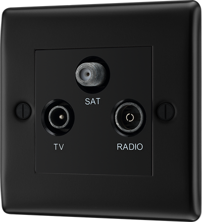 BG NFB67 Nexus Metal Triplex TV/FM/Sat Socket - Black Insert -Matt Black