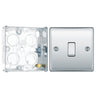 BG Nexus Metal Polished Chrome 20A 16AX 2 Way Single Light Switch NPC12 with 25mm Steel Back Box by British General (BG-NPC12+HGS02)