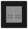 BG Screwless Matt Black Double RJ11 Telephone Socket FFBRJ112 - Grey Insert by British General (BG-FFBRJ112G)