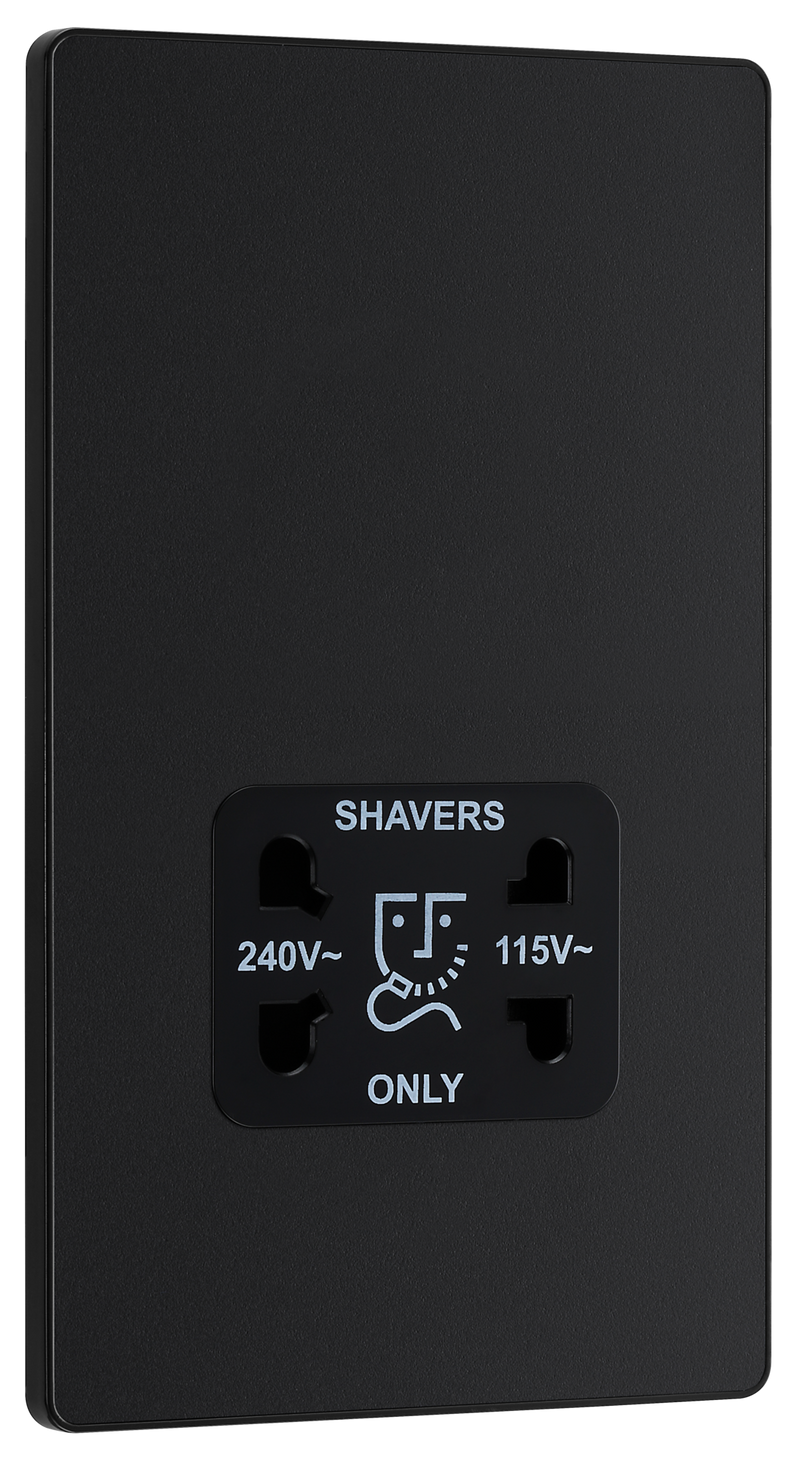 BG Evolve PCDMB20B Matt Black 115-240V Dual Voltage Socket-Black Insert