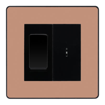 BG Evolve Polished Copper 2 Way Single Pole Key Switch with 2 Way Single Pole Switch, Key Included - Black Insert