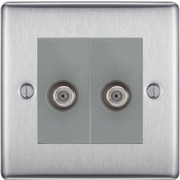 BG Nexus Metal Brushed Steel Double Satellite Socket NBS642G by British General (BG-NBS642G)