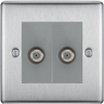BG Nexus Metal Brushed Steel Double Satellite Socket NBS642G by British General (BG-NBS642G)