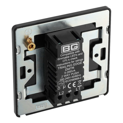BG PCDDB81B Matt Blue Evolve 1 Gang 200W Intelligent Trailing Edge Dimmer Switch - Black Insert