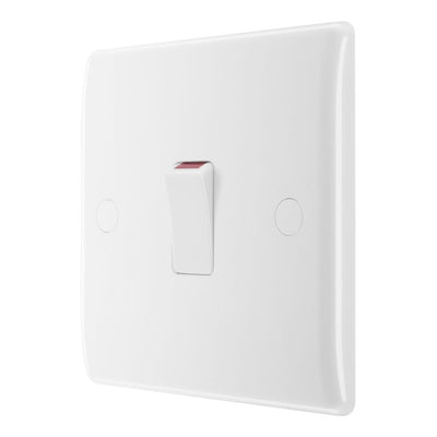 BG Nexus 1 Gang 20A 2 Pole Switch White & 32mm Pattress Back Box