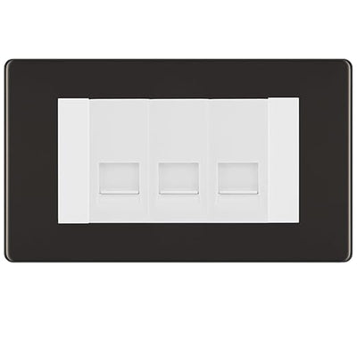BG Screwless Black Nickel 3 Gang RJ11 Telephone Socket Euro Module - White Insert by British General (BG-FBNRJ113W)