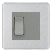 BG Screwless Brushed Steel 20A Secret Key Switch with 20A Double Pole Switch - Grey Insert
