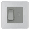 BG Screwless Brushed Steel 20A Secret Key Switch with 20A Double Pole Switch - Grey Insert by British General