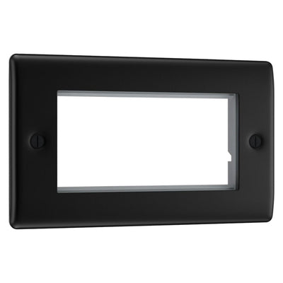 BG Nexus Matt Black 4 Gang Secondary Telephone Socket, Screw Terminal - Black Insert