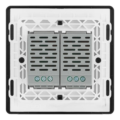 BG Evolve Matt Grey Double Secondary Touch Dimmer Switch PCDMGTDS2B with 35mm Steel Back Box