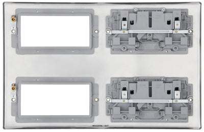 BG NBS222EM8G Nexus Metal 2x 2G Socket 13A + 2x 4 Module Aperture - Grey Insert - Brushed Steel by British General (BG-NBS222EM8G)