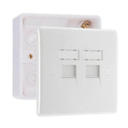 BG Electrical Double RJ45 Telephone Socket (Screw) & 32mm Pattress Back Box by British General (BG-8RJ45/2+891)