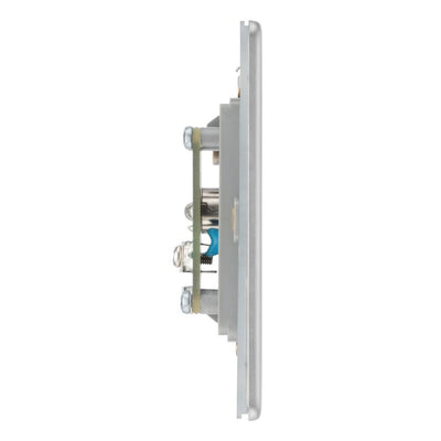 BG Screwless Brushed Steel Single Isolated Co-Axial TV Socket FBS62 with 25mm Steel Back Box