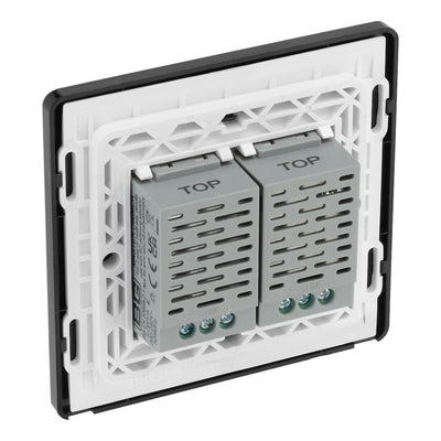 BG Evolve Polished Copper Double Master Touch Dimmer Switch PCDCPTDM2B with 35mm Steel Back Box