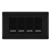 BG Nexus Matt Black 4 Gang Master Telephone Socket, Screw Terminal - Black Insert by British General (BG-NFBBTMS4B)