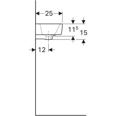 Geberit Selnova Compact RH Countertop Basin 500mm - 1 Tap Hole - 501.507.00.7 by Geberit (Geberit-501.507.00.7)