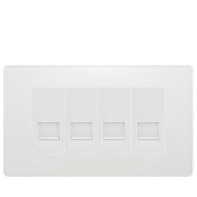 BG Evolve Pearlescent White 4 Gang RJ11 Telephone Socket Euro Module - White Insert by British General (BG-PCDCLRJ114W)