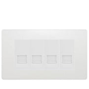 BG Evolve Pearlescent White 4 Gang RJ11 Telephone Socket Euro Module - White Insert by British General (BG-PCDCLRJ114W)